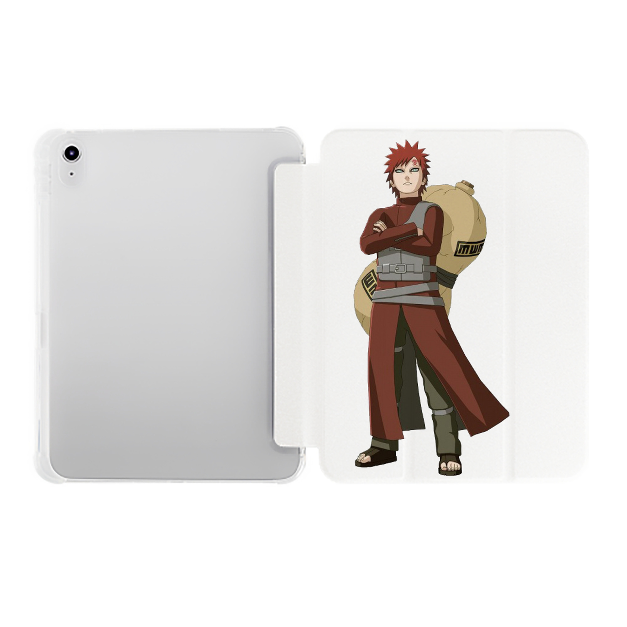 （画像用） NARUTO -ナルト- ガアラ Gaara IPad ケース ペン収納付き 三つ折りスタンド PUレザー×シリコン 対応機種9.5/10.5/10.9インチ